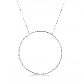 Extra Large Circle Pendant Necklace 14k White Gold