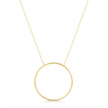 Extra Large Circle Pendant Necklace 14k Yellow Gold