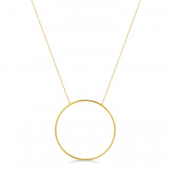 Extra Large Circle Pendant Necklace 14k Yellow Gold