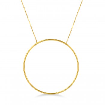 Extra Large Circle Pendant Necklace 14k Yellow Gold