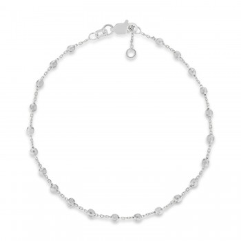 Bead Stationed Bracelet 14k White Gold