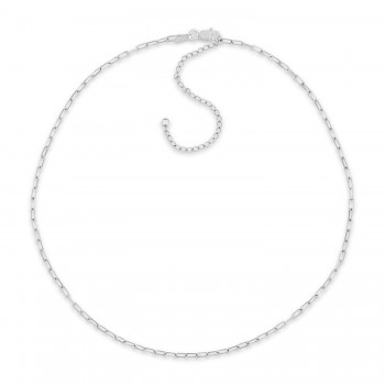 Paperclip Chain Link Choker Necklace 14k White Gold