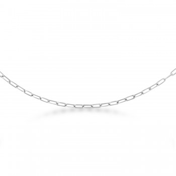 Paperclip Chain Link Choker Necklace 14k White Gold