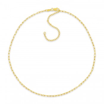 Paperclip Chain Link Choker Necklace 14k Yellow Gold
