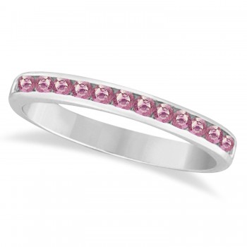 Channel-Set Pink Diamond Ring Band in 14k White Gold (0.33 ctw)