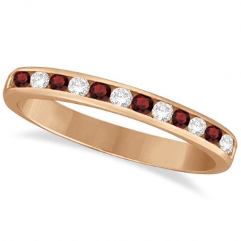 Garnet & Diamond Semi-Eternity Channel Ring 14k Rose Gold (0.40ct)