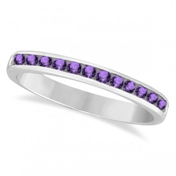 Amethyst Channel-Set Semi-Eternity Ring Band 14k White Gold (0.40ct)