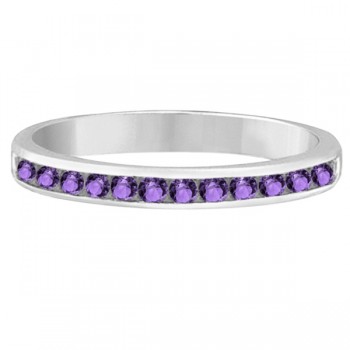 Amethyst Channel-Set Semi-Eternity Ring Band 14k White Gold (0.40ct)