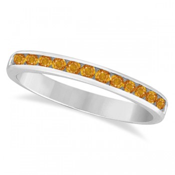 Citrine Channel-Set Semi-Eternity Ring Band 14k White Gold (0.40ct)