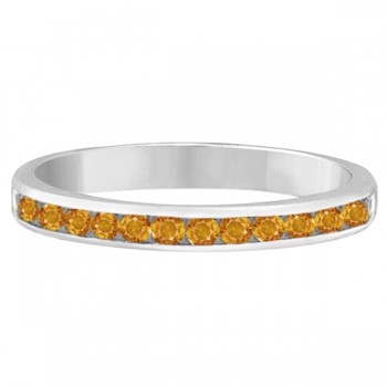 Citrine Channel-Set Semi-Eternity Ring Band 14k White Gold (0.40ct)