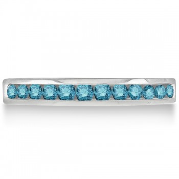 Channel-Set Fancy Blue Diamond Ring Band 14k White Gold (0.33ct)