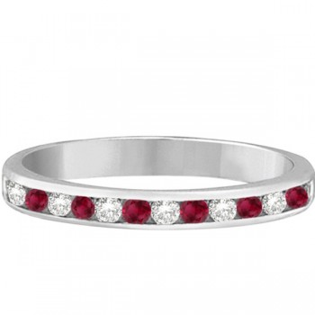 Ruby & Diamond Semi-Eternity Channel Ring 14k White Gold (0.40ct)