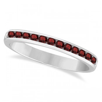 Garnet Channel-Set Semi-Eternity Ring Band 14k White Gold (0.40ct)