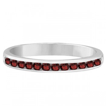 Garnet Channel-Set Semi-Eternity Ring Band 14k White Gold (0.40ct)