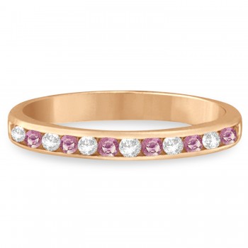 Channel-Set Pink & White Diamond Ring 14k Rose Gold (0.33ct)