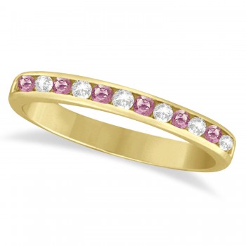Channel-Set Pink & White Diamond Ring 14k Yellow Gold (0.33ct)