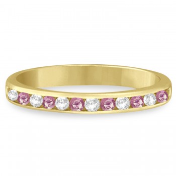 Channel-Set Pink & White Diamond Ring 14k Yellow Gold (0.33ct)