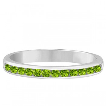 Peridot Channel-Set Semi-Eternity Ring Band 14k White Gold (0.40ct)