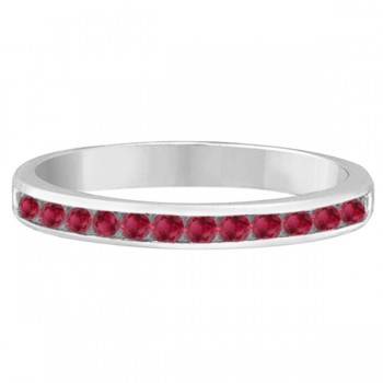 Ruby Channel-Set Semi-Eternity Ring Band 14k White Gold (0.40ct)