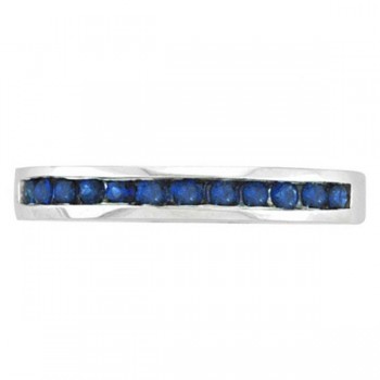 Channel-Set Blue Sapphire Stackable Ring 14k White Gold (0.40ct)