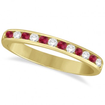 Ruby & Diamond Semi-Eternity Channel Ring 14k Yellow Gold (0.40ct)