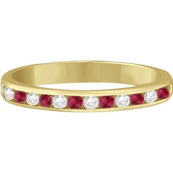 Ruby & Diamond Semi-Eternity Channel Ring 14k Yellow Gold (0.40ct)