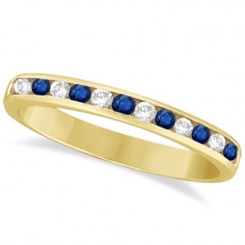 Channel-Set Blue Sapphire & Diamond Ring 14k Yellow Gold (0.40ct)