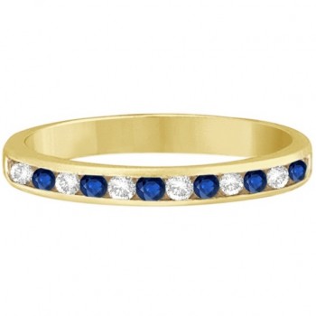 Channel-Set Blue Sapphire & Diamond Ring 14k Yellow Gold (0.40ct)
