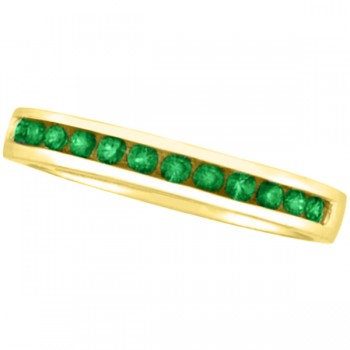 Channel-Set Emerald Band Stackable Ring 14k Yellow Gold (0.40ct)