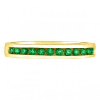 Channel-Set Emerald Band Stackable Ring 14k Yellow Gold (0.40ct)