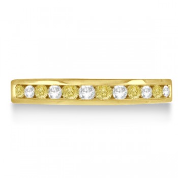Channel-Set Yellow Canary & White Diamond Ring 14k Yellow Gold (0.33ct)