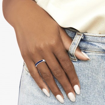 Princess-Cut Channel-Set Blue Sapphire Ring Band 14k White Gold (1.00ct)