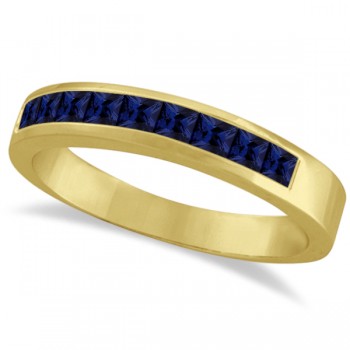 Princess-Cut Channel-Set Blue Sapphire Ring Band 14k Yellow Gold (1.00ct)