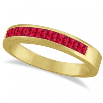 Princess-Cut Channel-Set Stackable Ruby Ring 14k Yellow Gold (1.00ct)
