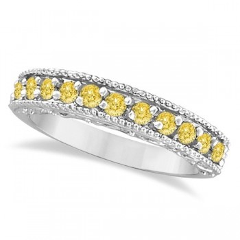 Fancy Yellow Canary Diamond Ring Band 14k White Gold  (0.50ct)