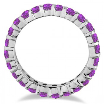 Purple Lab Amethyst Eternity Ring Band 14k White Gold (1.07ct)