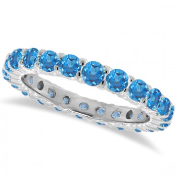 Blue Topaz Eternity Ring Band 14k White Gold (1.07ct)