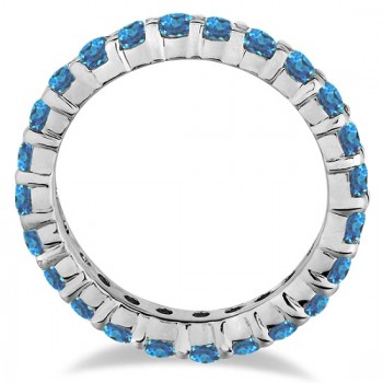 Blue Topaz Eternity Ring Band 14k White Gold (1.07ct)