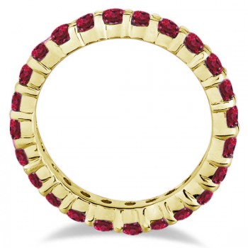Red Lab Garnet Eternity Ring Band 14k Yellow Gold (1.07ct)