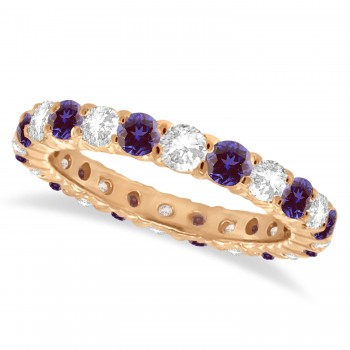 Purple Lab Alexandrite & Diamond Eternity Ring Band 14k Rose Gold (1.07ct)