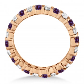 Purple Lab Alexandrite & Diamond Eternity Ring Band 14k Rose Gold (1.07ct)