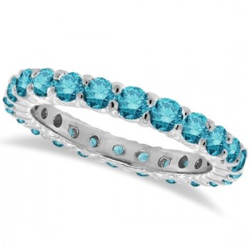 Fancy Lab Blue Lab Grown Diamond Eternity Ring Band 14k White Gold (1.07ct)