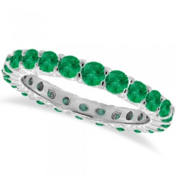 Lab Emerald Eternity Ring Anniversary Band 14k White Gold (1.07ct)