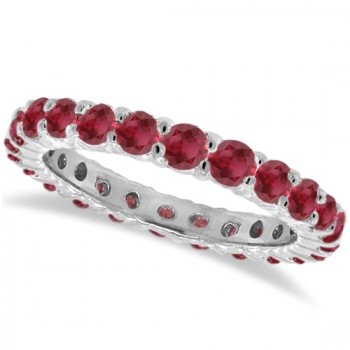 Prong-Set Lab Ruby Eternity Ring Band 14k White Gold (1.07ct)