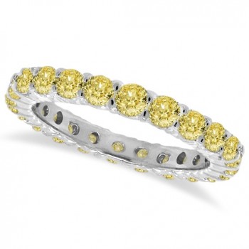 Lab Grown Yellow Diamond Eternity Ring Band 14k White Gold (1.07 ctw)