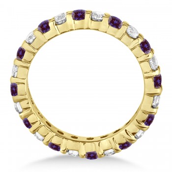 Purple Lab Alexandrite & Diamond Eternity Ring Band 14k Yellow Gold (1.07ct)