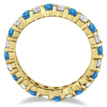Lab Blue Topaz & Lab Grown Diamond Eternity Ring Band 14k Yellow Gold (1.07ct)