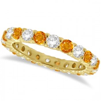 Lab Citrine & Lab Grown Diamond Eternity Ring Band 14k Yellow Gold (1.07ct)