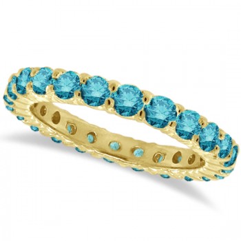 Fancy Lab Blue Lab Grown Diamond Eternity Ring Band 14k Yellow Gold (1.07ct)