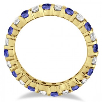 Tanzanite & Diamond Eternity Ring Band 14k Yellow Gold (1.07ct)